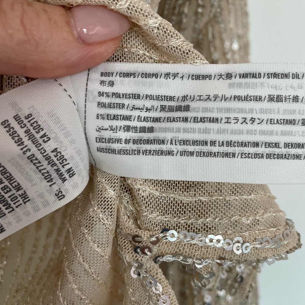 Abercrombie & Fitch Sequin Button Down Shirt, Gold/Champagne, small - Picture 4 of 7